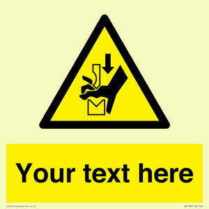 Custom warning hand crushing between press brake tool